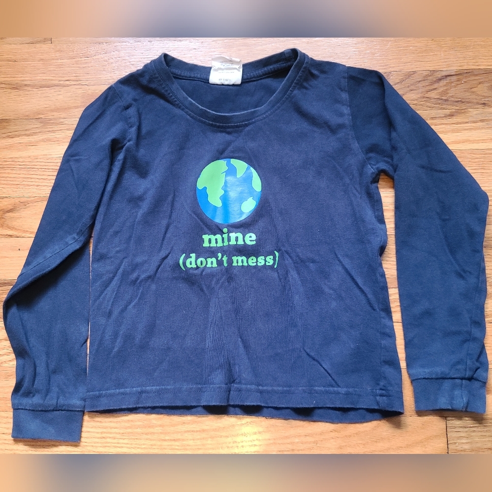 20 for $10 - Progressive Kid 6 Blue "mine (don't mess)" Organic Long Sleeve Top